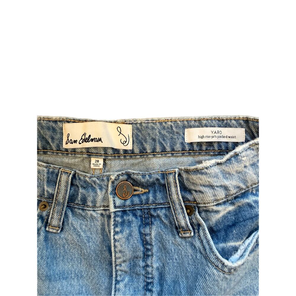 Sam Edelman light wash Yaro high-rise 90's pinched waist jeans in a size 28